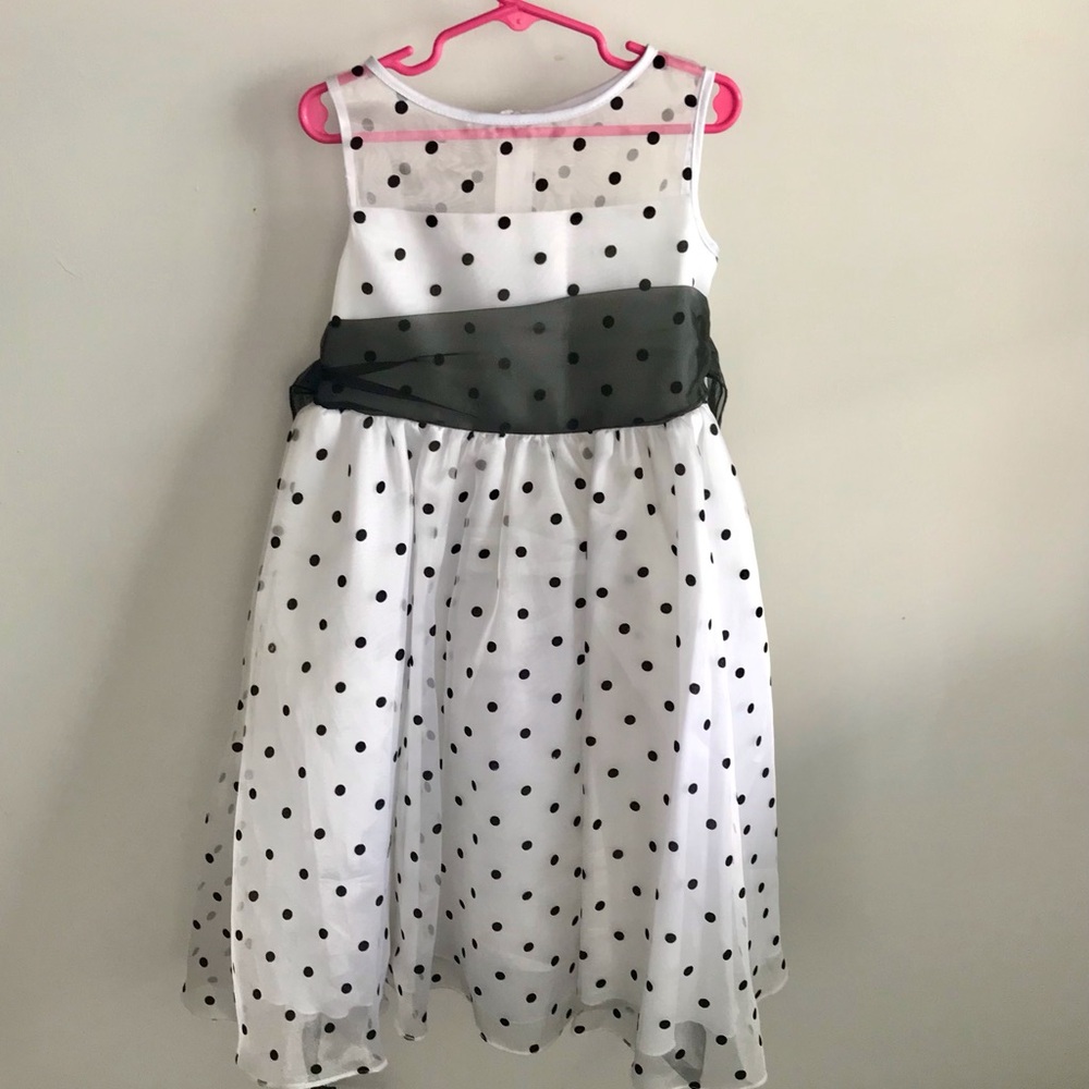 Kid's Dream Girls Blk/wht Polka Dot Party, Formal or Easter Dress SZ 6